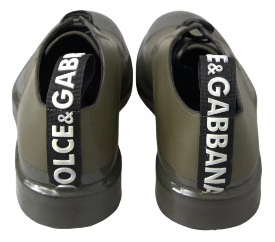 Dolce &amp; Gabbana – Grüne Abendschuhe aus Leder mit Gummisohle