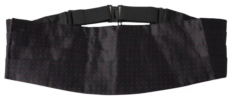Dolce & Gabbana Schwarzer Seidentupfen-Tuxedo-Gürtel/Kummerbund