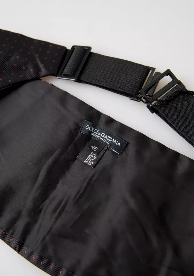 Dolce & Gabbana Schwarzer Seidentupfen-Tuxedo-Gürtel/Kummerbund