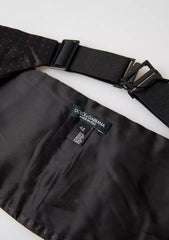 Dolce & Gabbana Schwarzer Seidentupfen-Tuxedo-Gürtel/Kummerbund