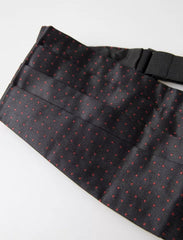 Dolce & Gabbana Schwarzer Seidentupfen-Tuxedo-Gürtel/Kummerbund