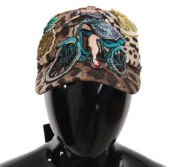 Dolce & Gabbana Bruine Luipaard Sequin Sicily Applicatie Baseballpet