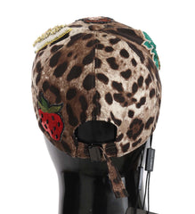 Dolce & Gabbana Bruine Luipaard Sequin Sicily Applicatie Baseballpet