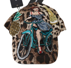 Dolce & Gabbana Bruine Luipaard Sequin Sicily Applicatie Baseballpet
