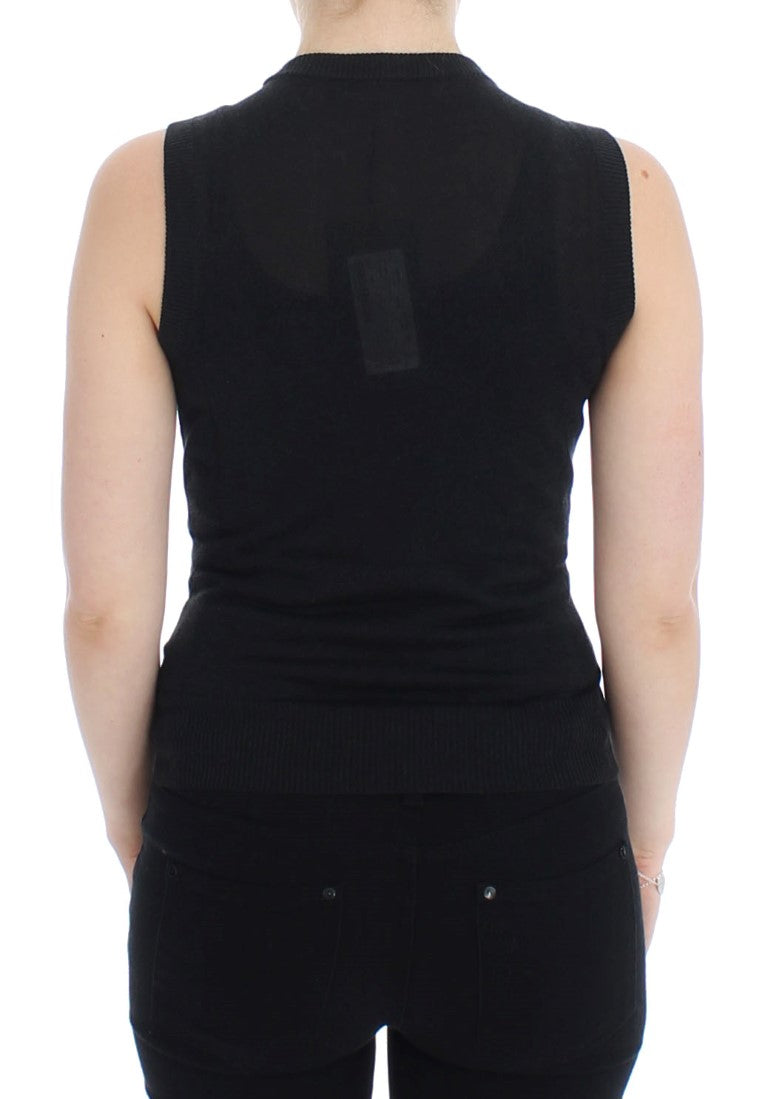 Dolce & Gabbana Zwarte Mouwloze Ronde Hals Vest Trui
