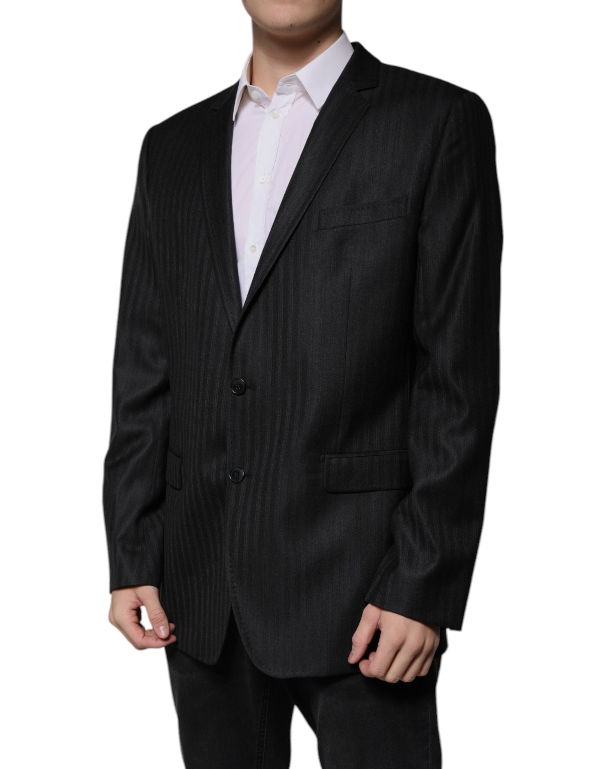 Dolce & Gabbana Zwart Gestreepte Wollen Single Breasted Blazer