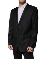 Dolce & Gabbana Zwart Gestreepte Wollen Single Breasted Blazer