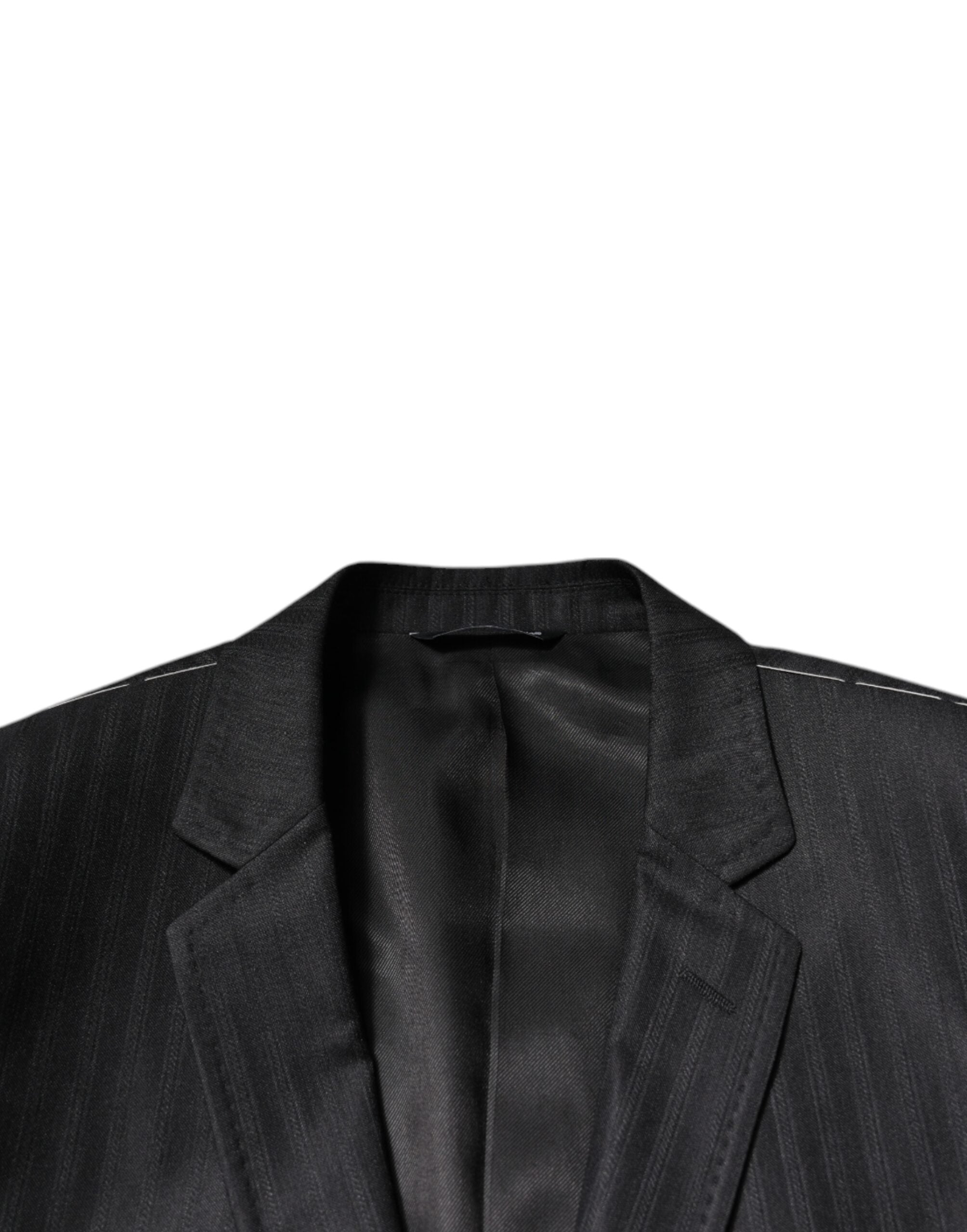 Dolce & Gabbana Zwart Gestreepte Wollen Single Breasted Blazer