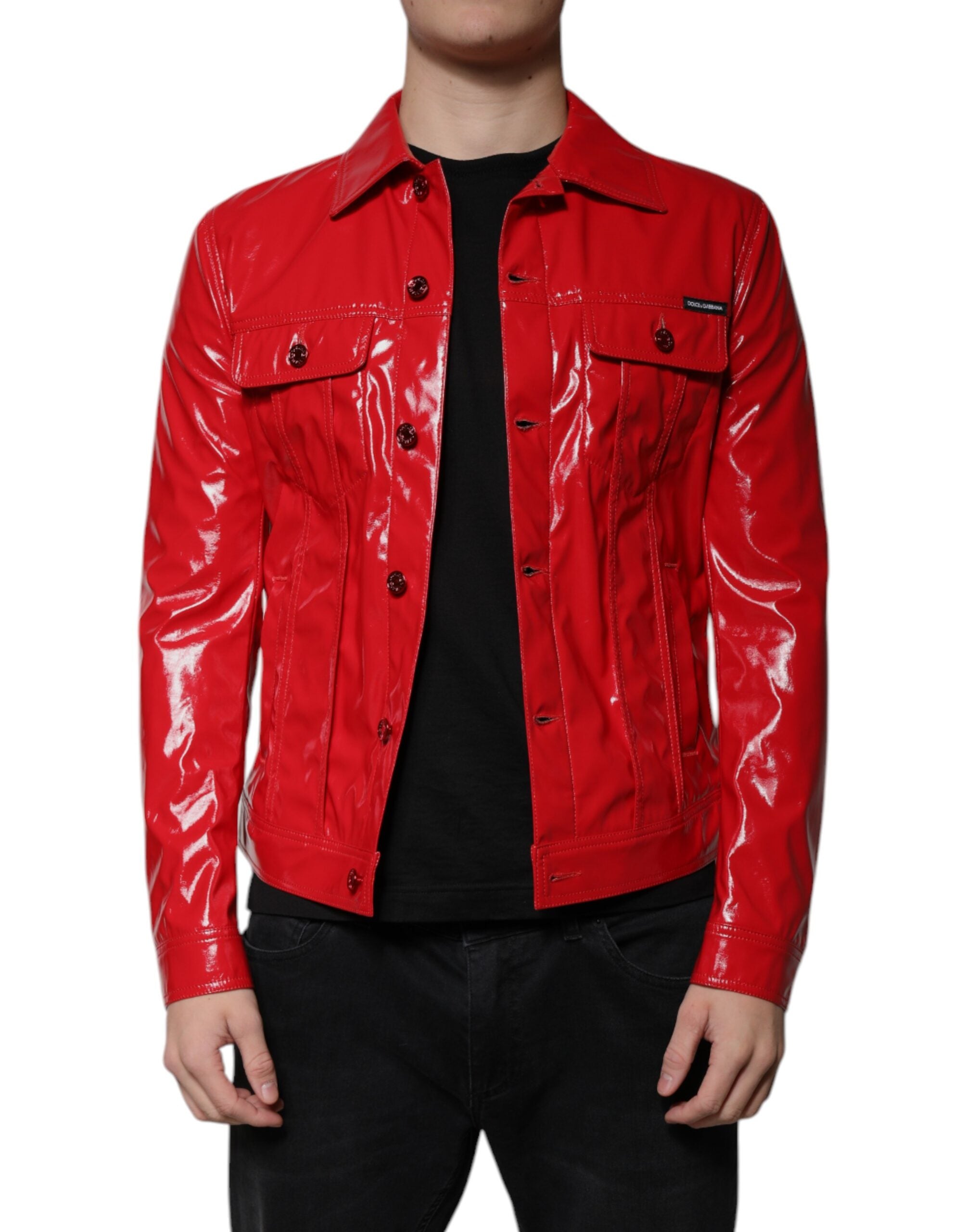 Dolce & Gabbana Rode Polyester Blouse met Kraag