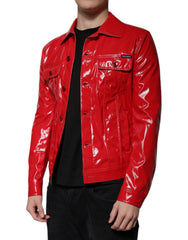 Dolce & Gabbana Rode Polyester Blouse met Kraag