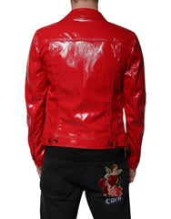 Dolce & Gabbana Rode Polyester Blouse met Kraag