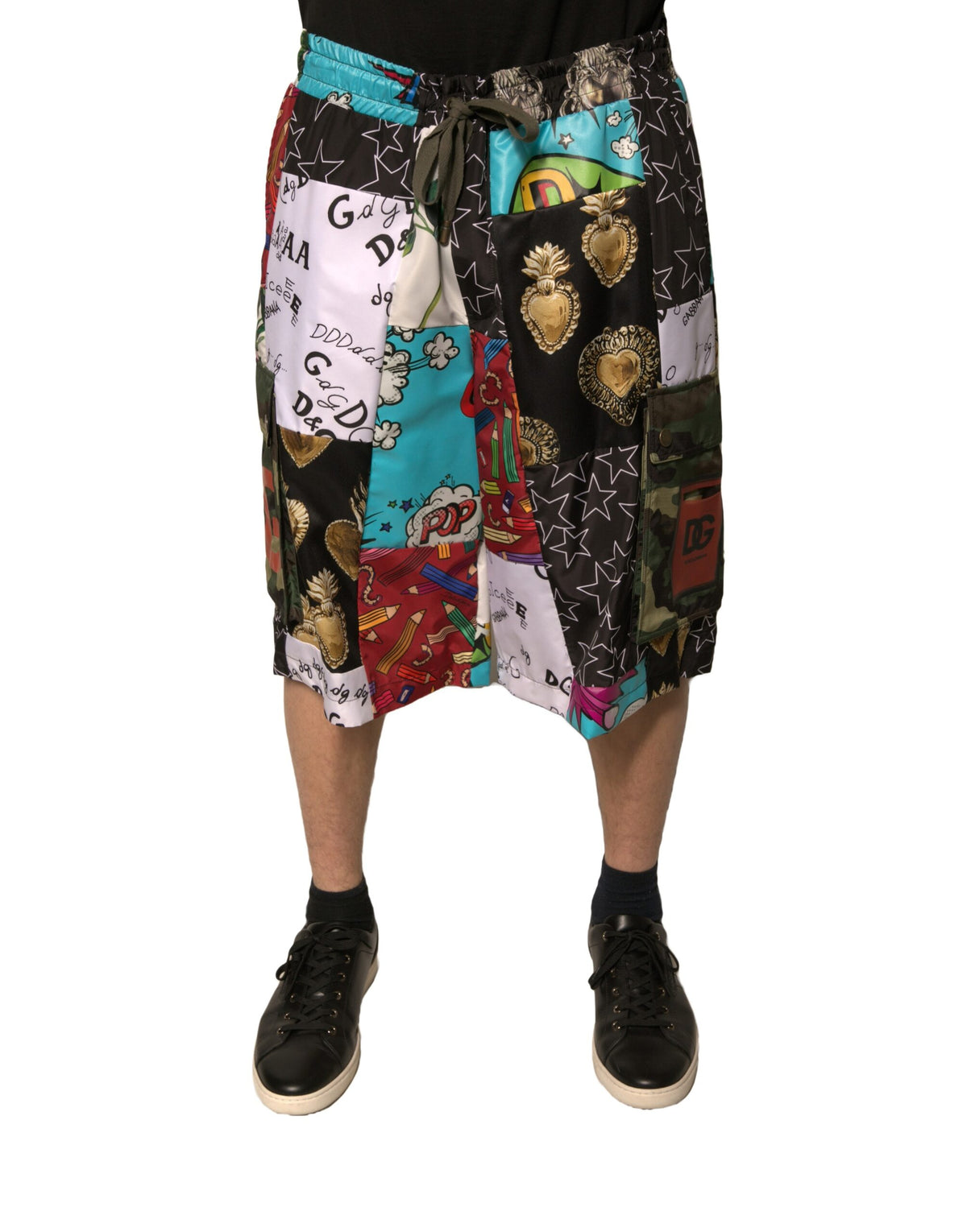 Dolce & Gabbana Cargo-Bermudashorts mit Patchwork-Muster in Multicolor