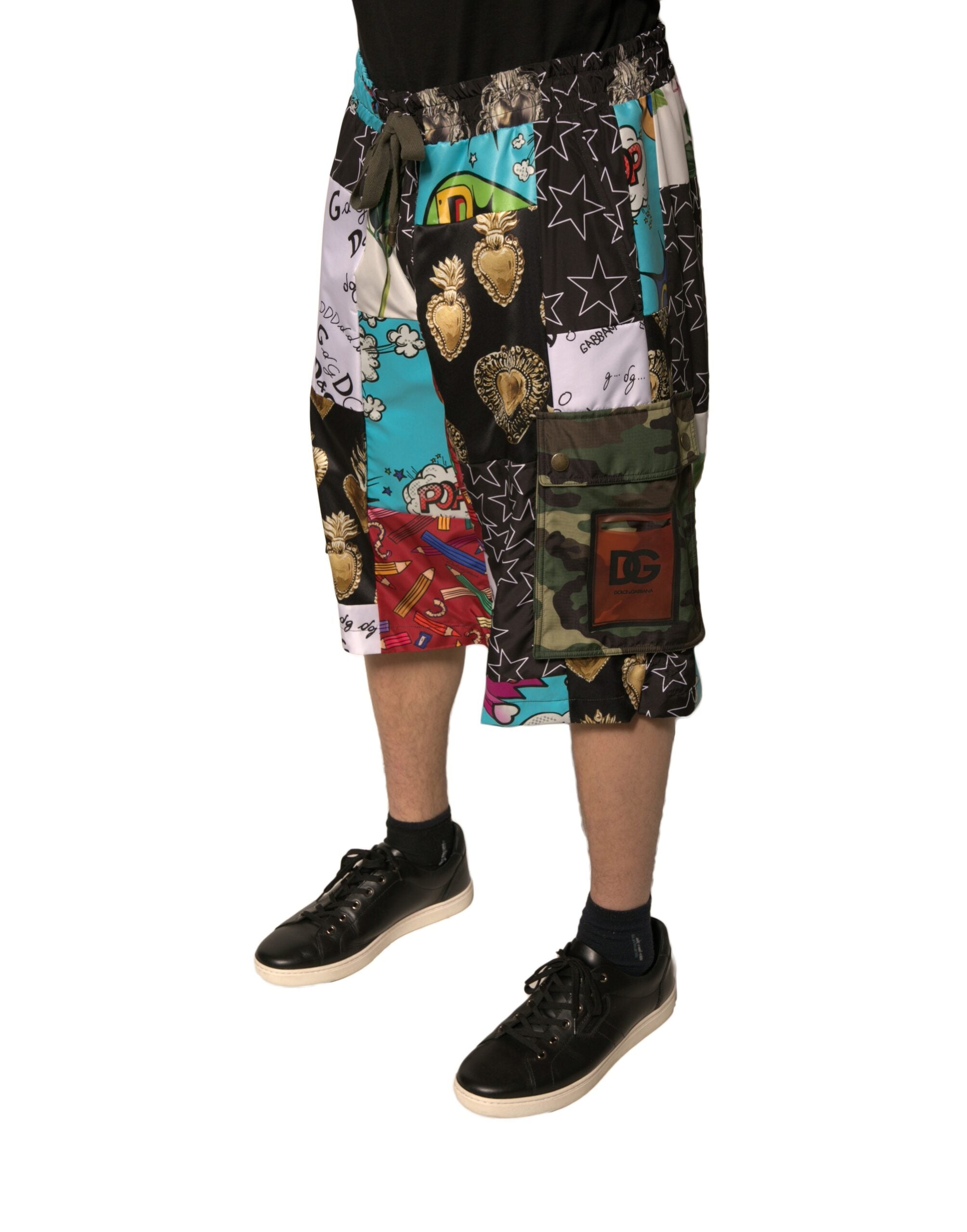 Dolce & Gabbana Cargo-Bermudashorts mit Patchwork-Muster in Multicolor