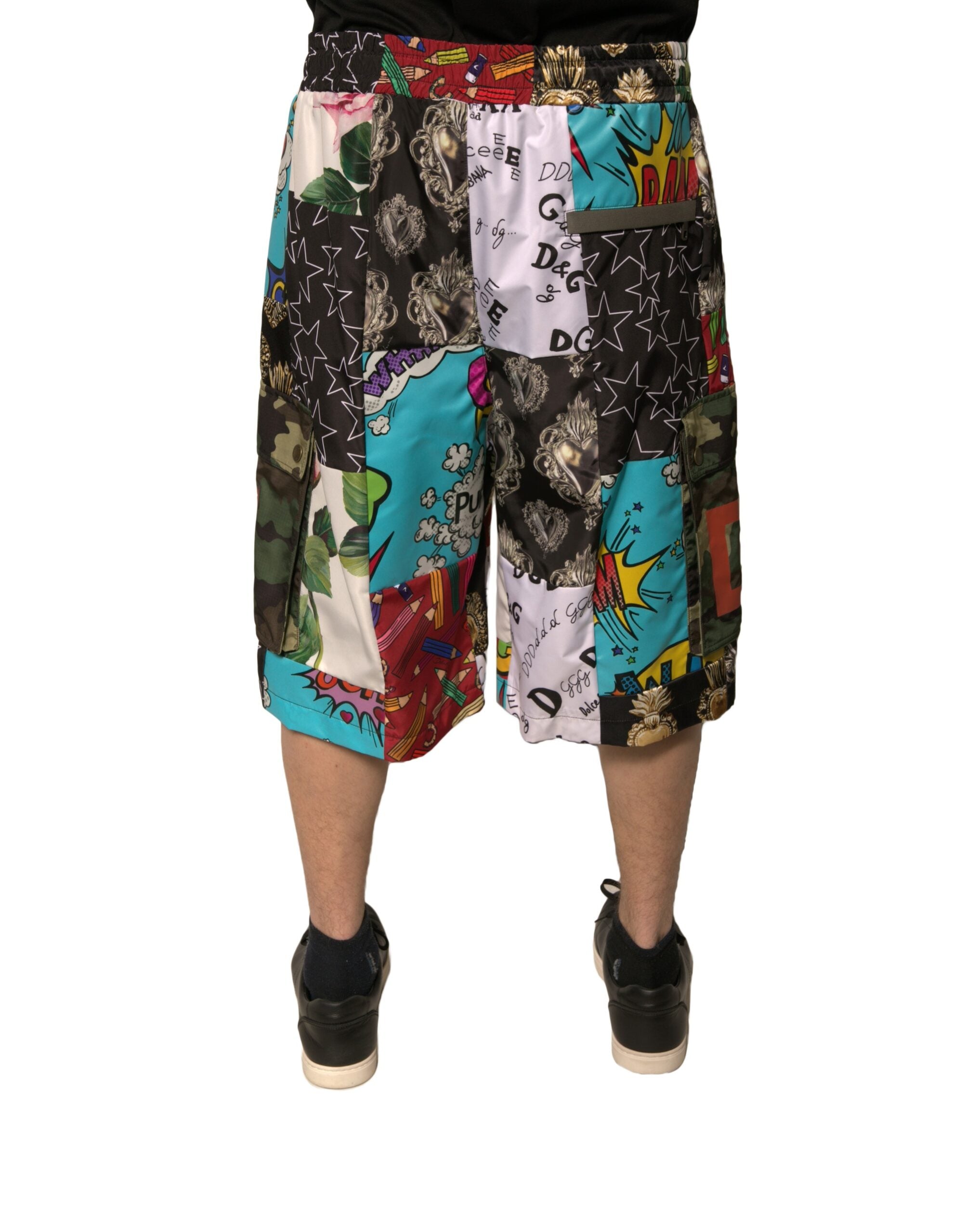 Dolce & Gabbana Cargo-Bermudashorts mit Patchwork-Muster in Multicolor