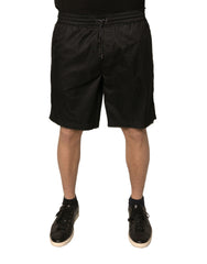Dolce & Gabbana Zwarte Polyester Jersey Mid-Waist Shorts
