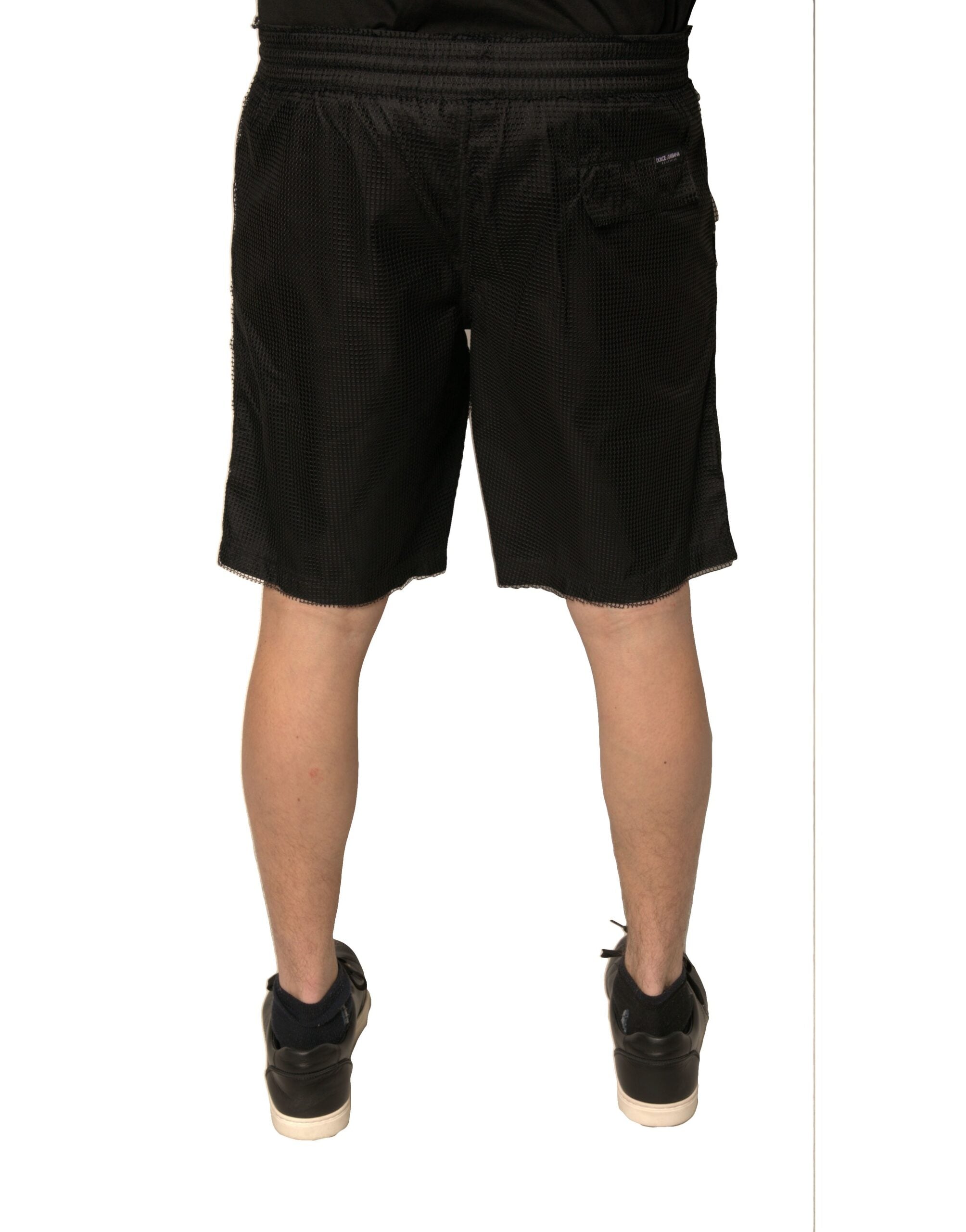 Dolce & Gabbana Zwarte Polyester Jersey Mid-Waist Shorts