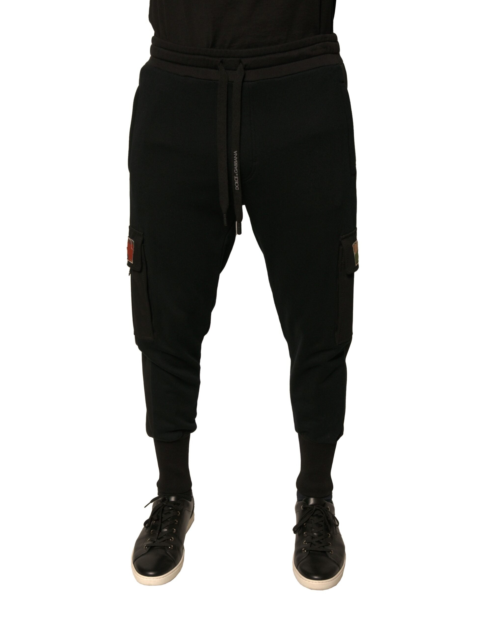 Dolce &amp; Gabbana – Schwarze Jogginghose aus Baumwolle mit Cargo-Muster