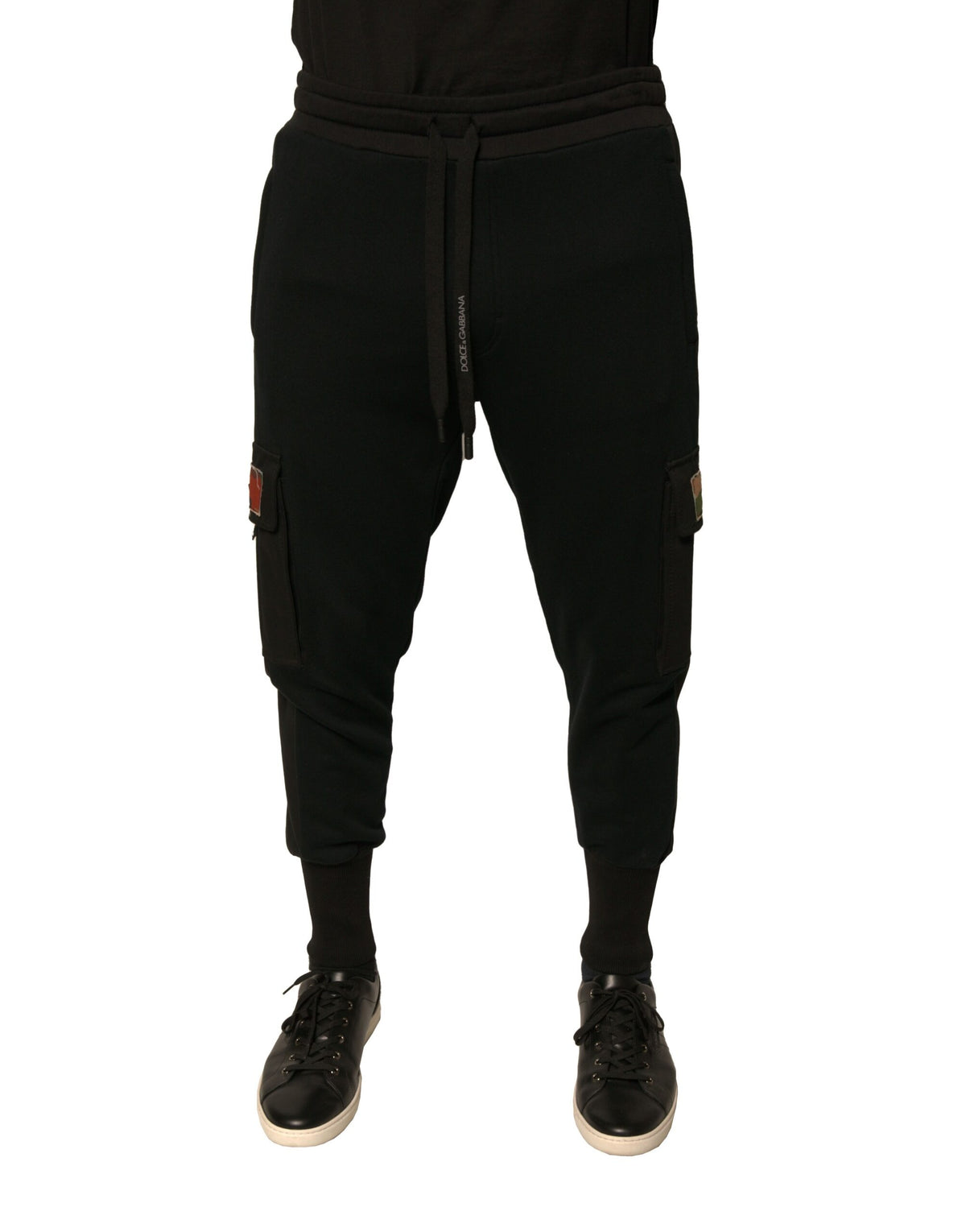 Dolce &amp; Gabbana – Schwarze Jogginghose aus Baumwolle mit Cargo-Muster