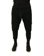 Dolce &amp; Gabbana – Schwarze Jogginghose aus Baumwolle mit Cargo-Muster
