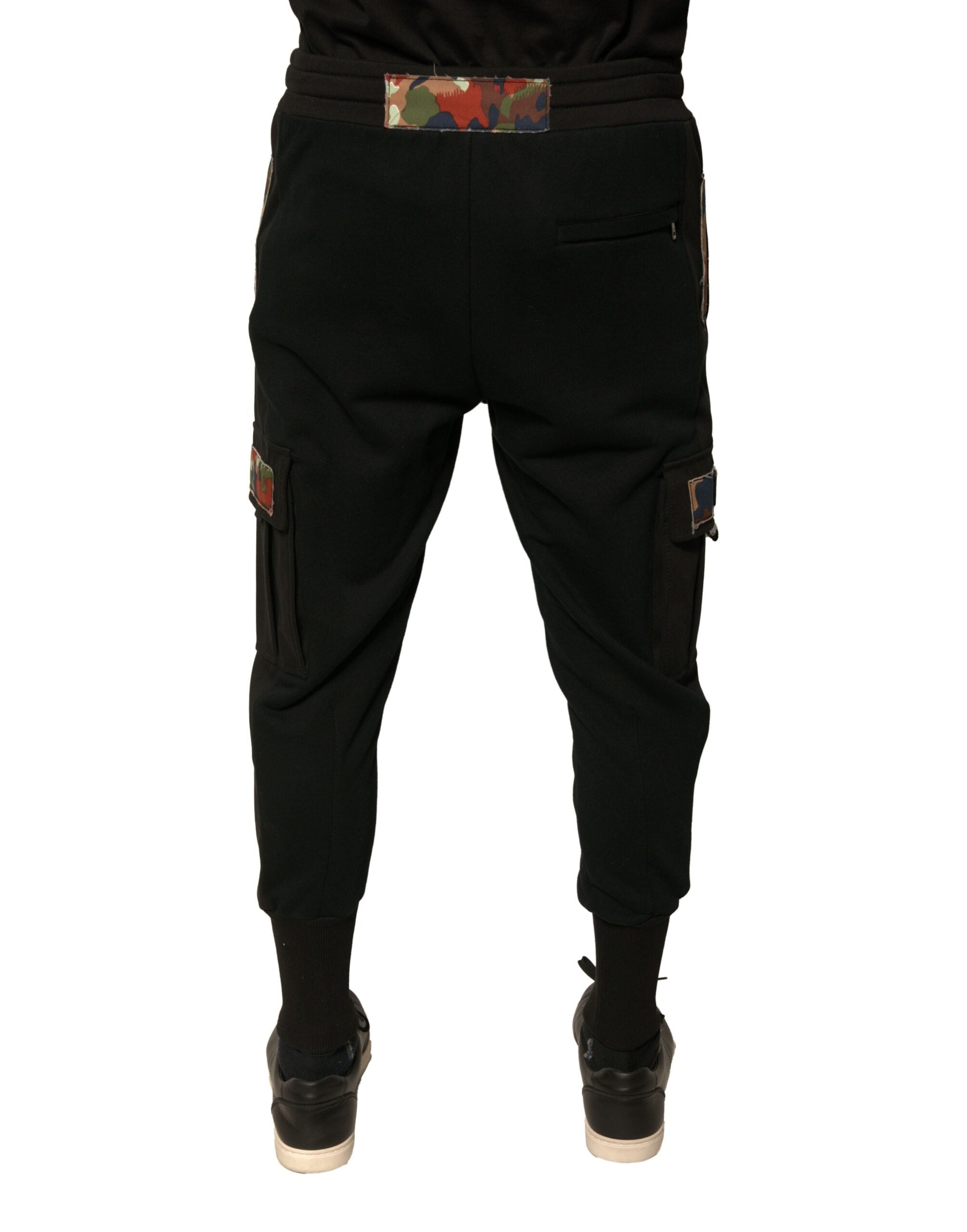 Dolce &amp; Gabbana – Schwarze Jogginghose aus Baumwolle mit Cargo-Muster