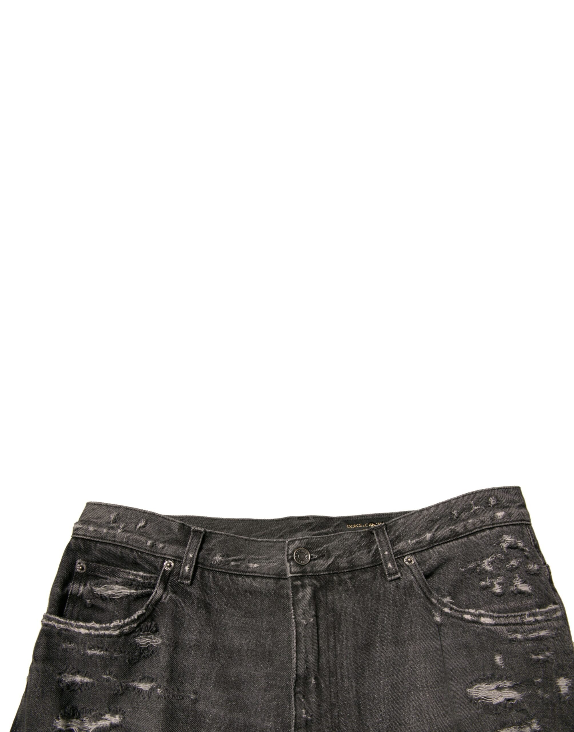 Dolce &amp; Gabbana Graue, zerfetzte, gerade geschnittene Jeans aus Baumwolle für Herren