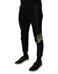 Dolce & Gabbana Zwarte Slim Fit Joggingbroek met Luipaardprint
