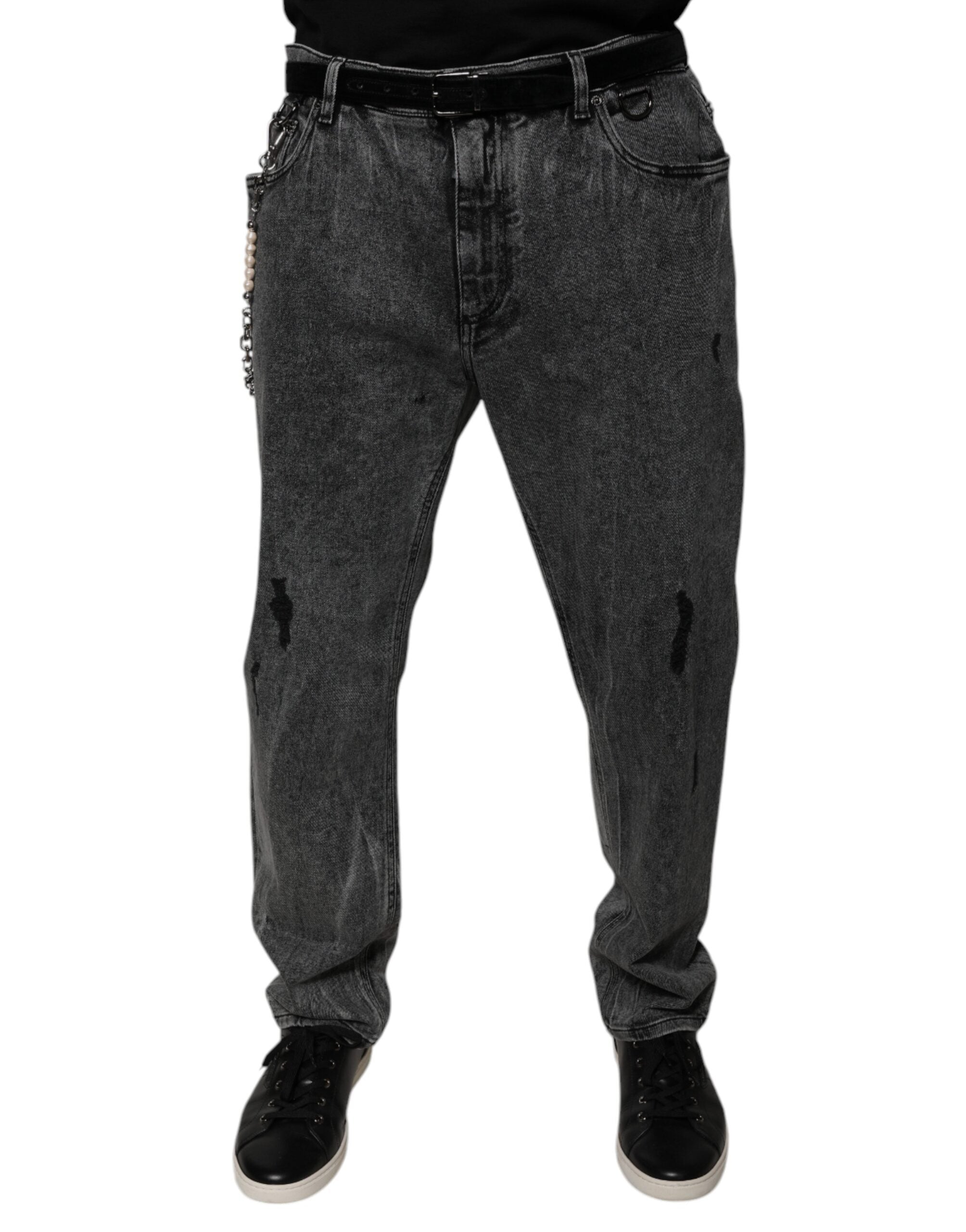 Dolce &amp; Gabbana Dunkelgraue Skinny-Jeans aus Baumwolle