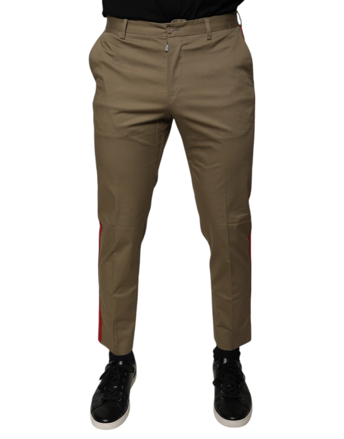 Dolce &amp; Gabbana Braunes Logo Herren Freizeithose mit konischer Passform