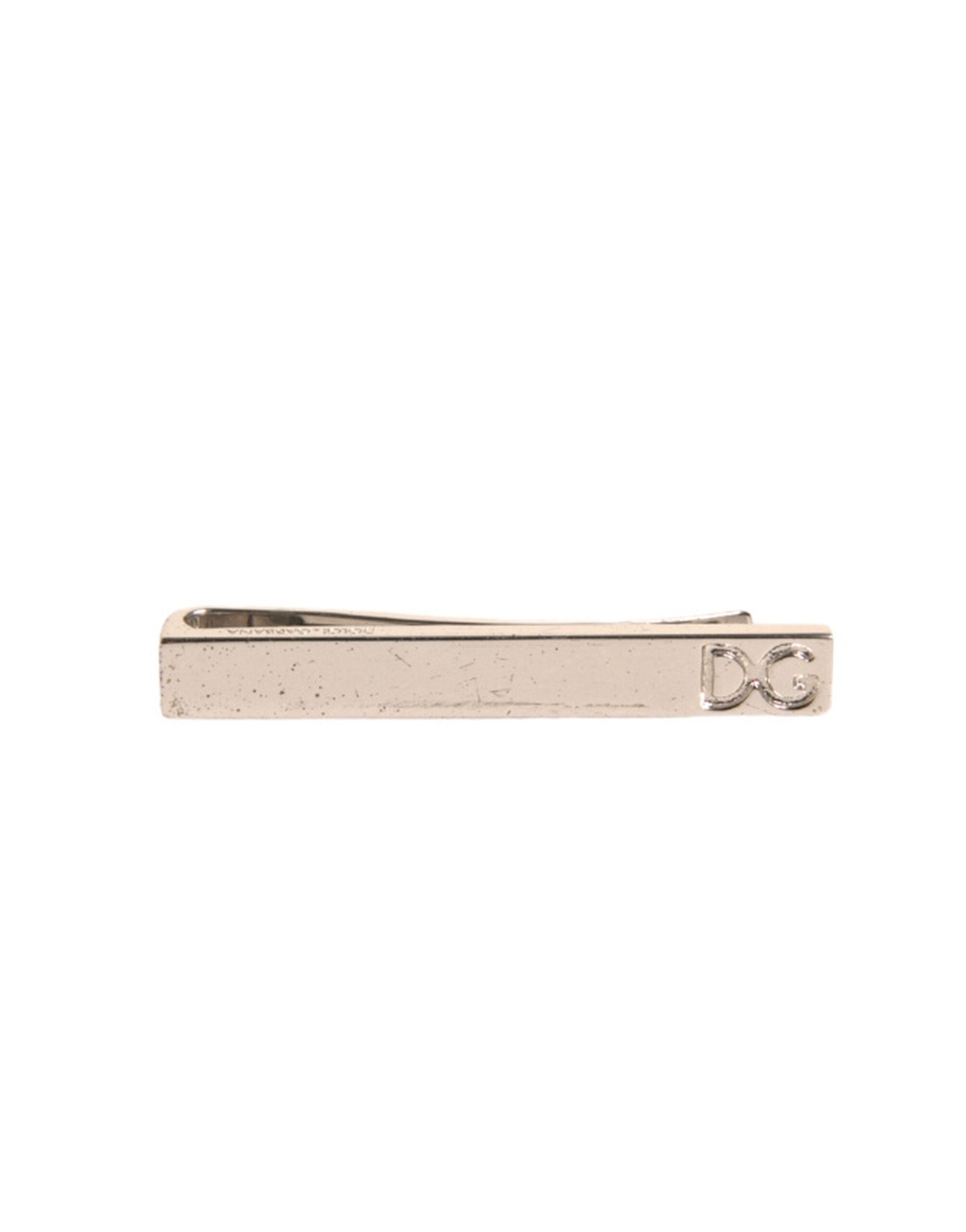 Dolce & Gabbana Zilverkleurige Messing Logo Merk Stropdasclip