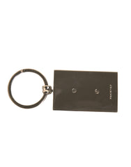 Dolce & Gabbana Zwart Lederen Logo Metalen Ring Sleutelhanger