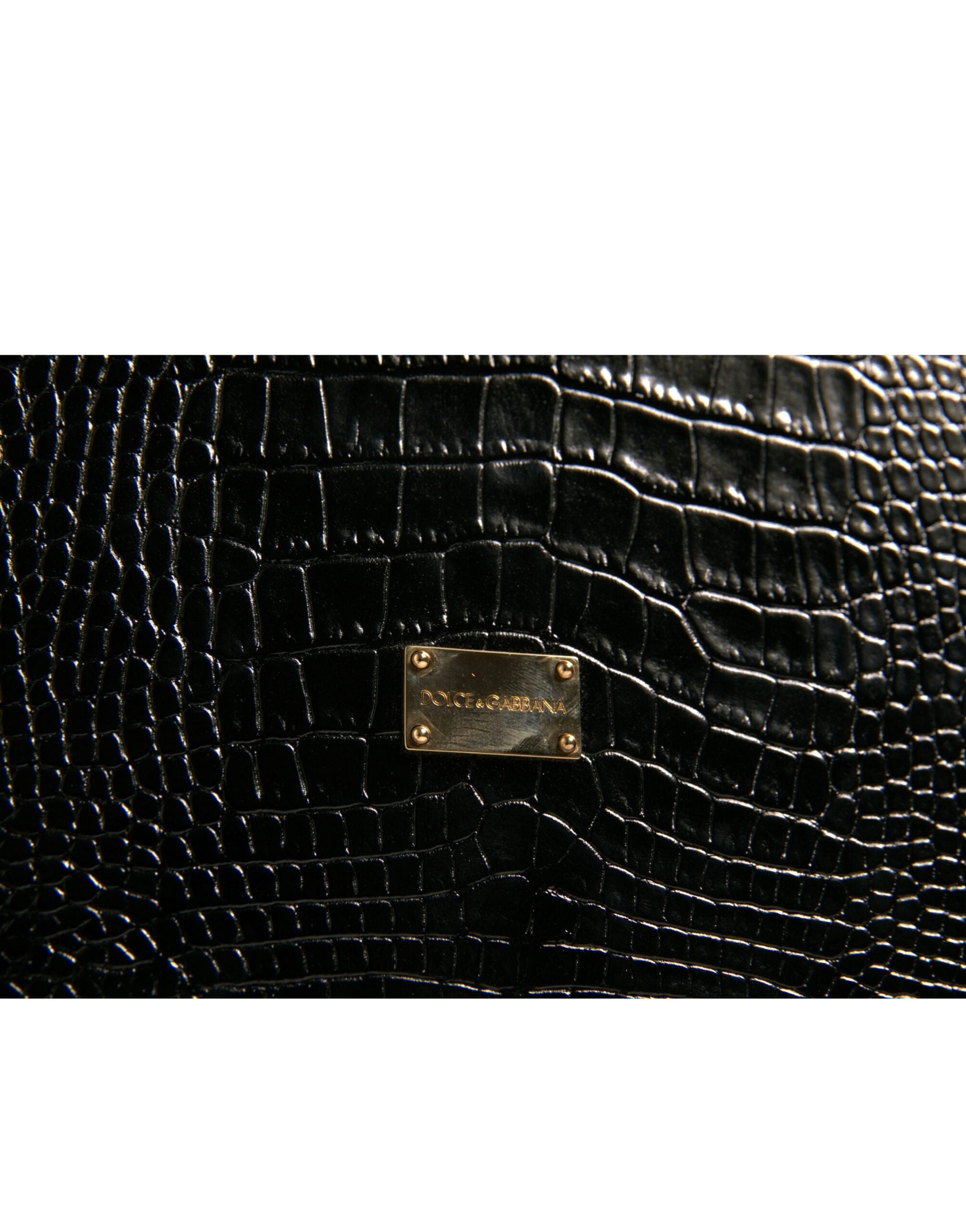 Dolce & Gabbana Elegante schwarze Lederhalterung mit Logo-Plakette, Katalogsmappe