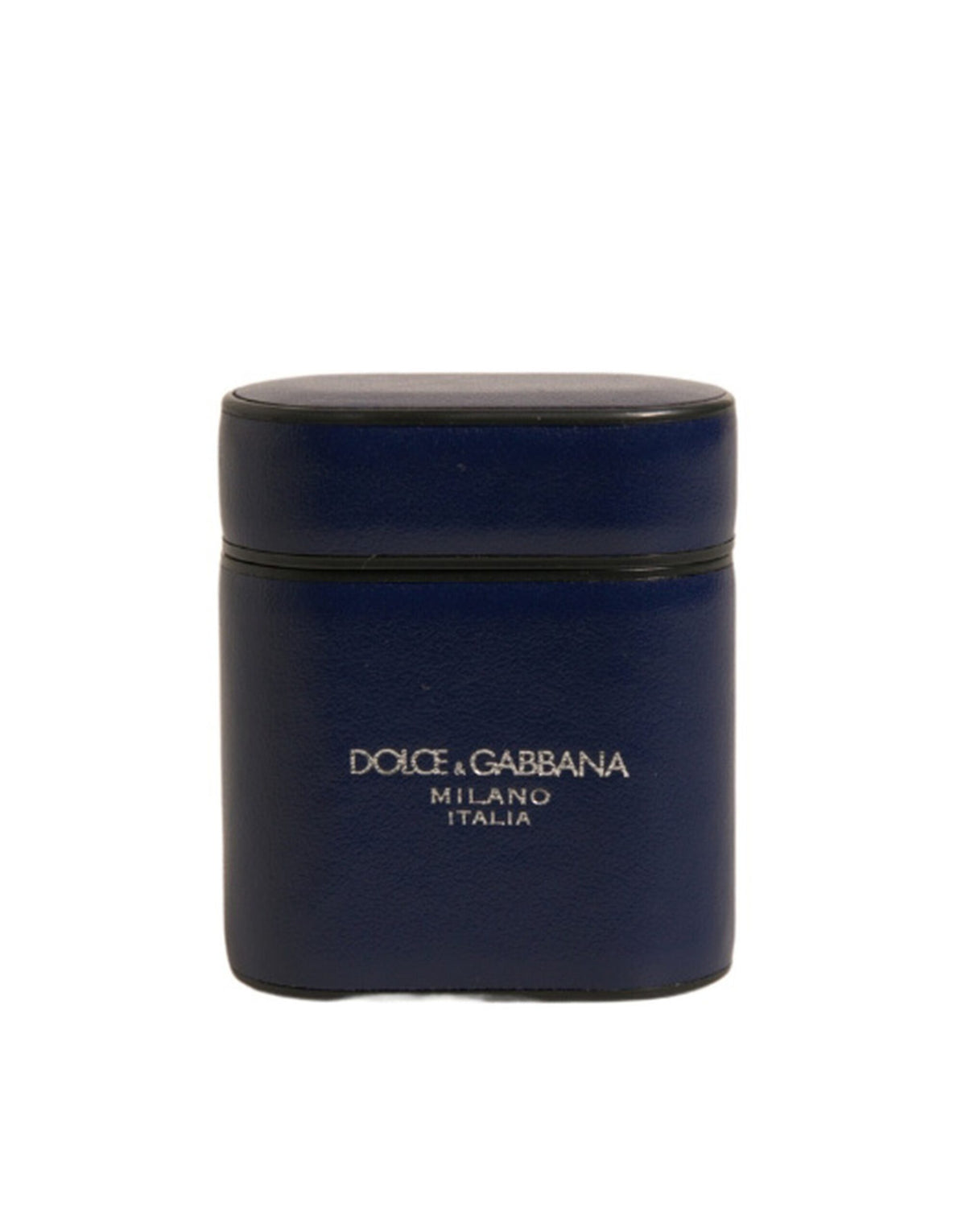 Dolce & Gabbana AirPods-Hülle aus blauem Leder mit Logo-Print und Klappverschluss