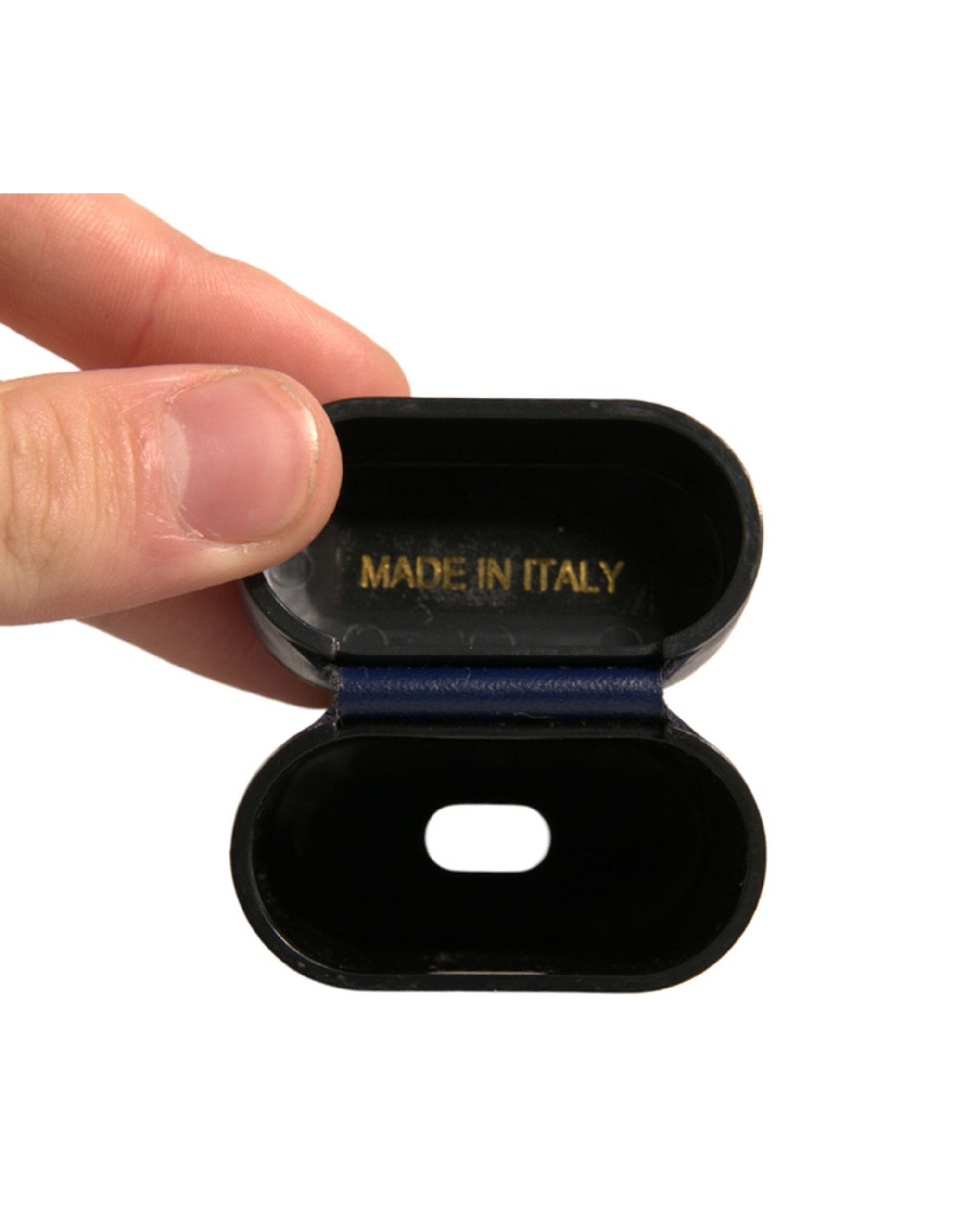 Dolce & Gabbana AirPods-Hülle aus blauem Leder mit Logo-Print und Klappverschluss