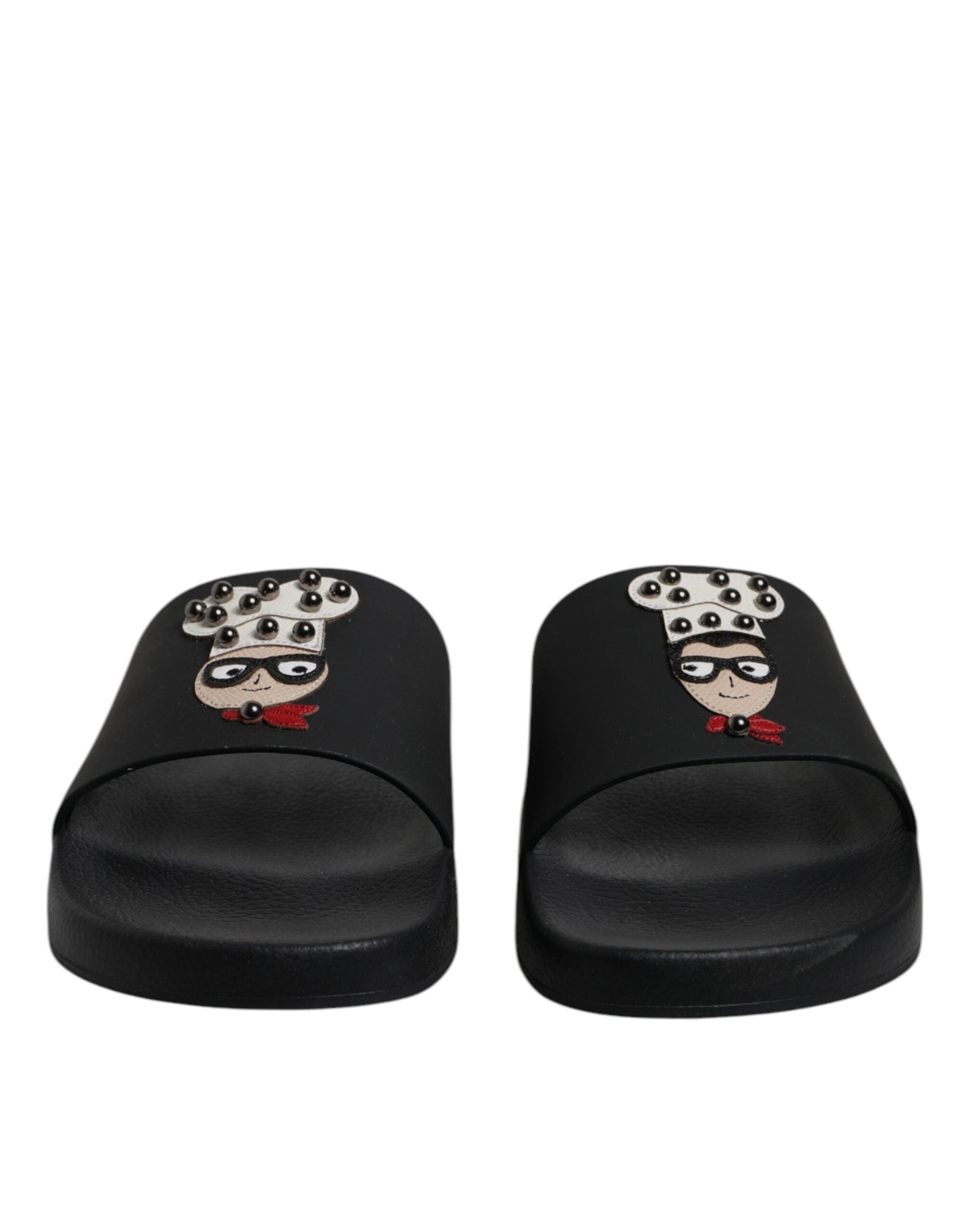 Dolce & Gabbana Schwarze Leder-Pantoletten Sandalen Strandmode Schuhe