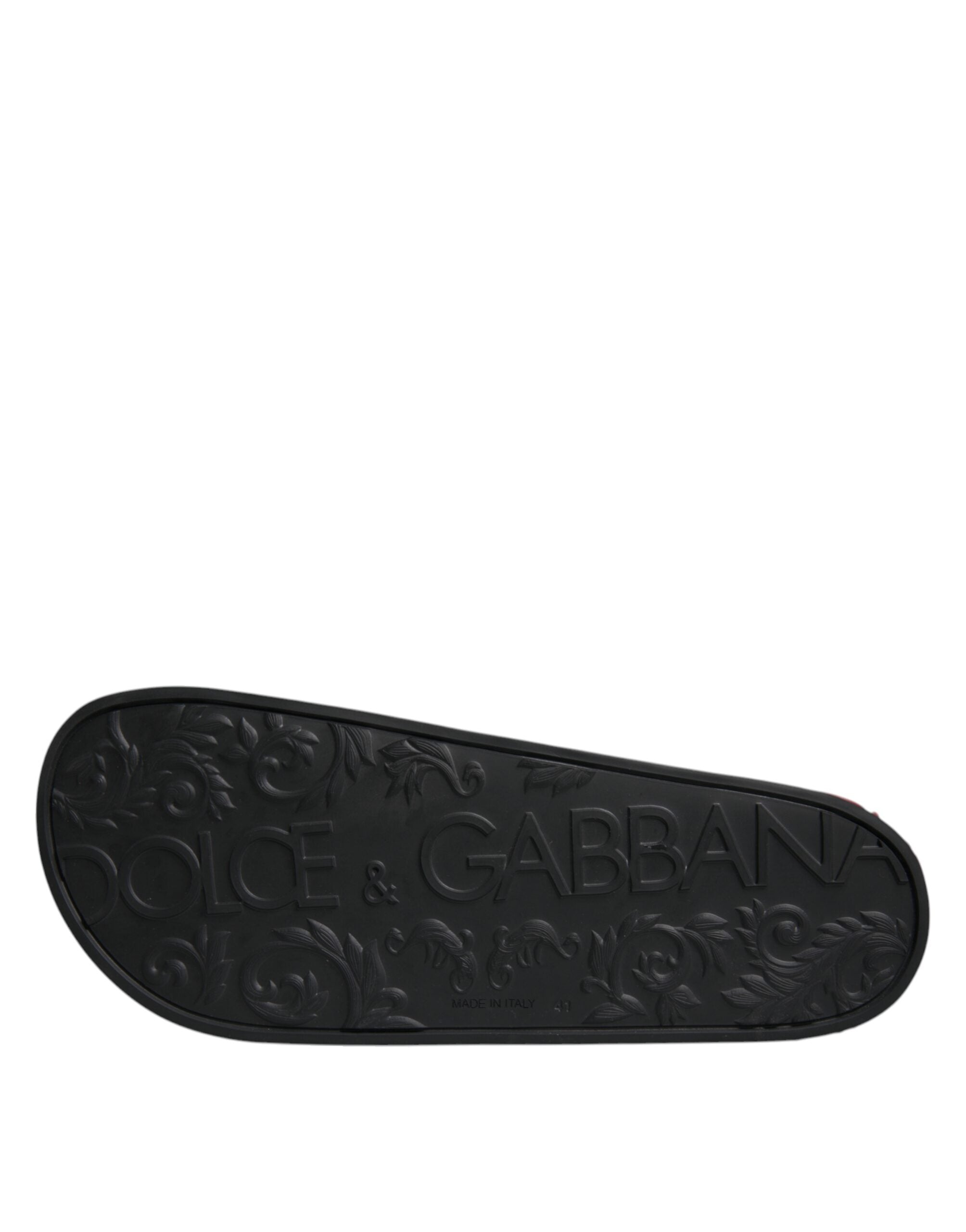 Dolce & Gabbana Schwarze Leder-Pantoletten Sandalen Strandmode Schuhe