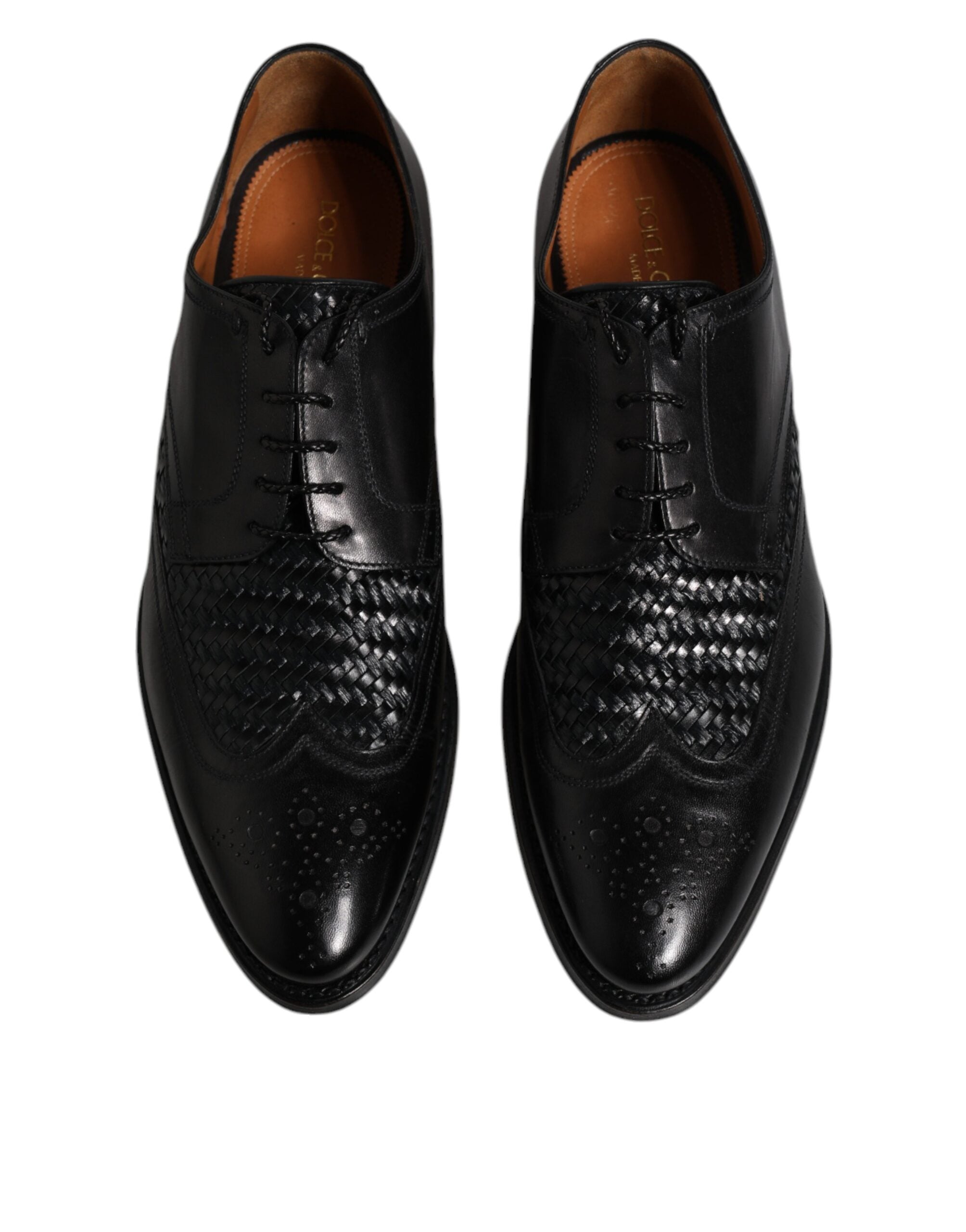 Dolce &amp; Gabbana – Derby-Schuhe aus schwarzem Leder mit Flügelkappe und Schnürung für formelle Anlässe