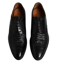 Dolce &amp; Gabbana – Derby-Schuhe aus schwarzem Leder mit Flügelkappe und Schnürung für formelle Anlässe