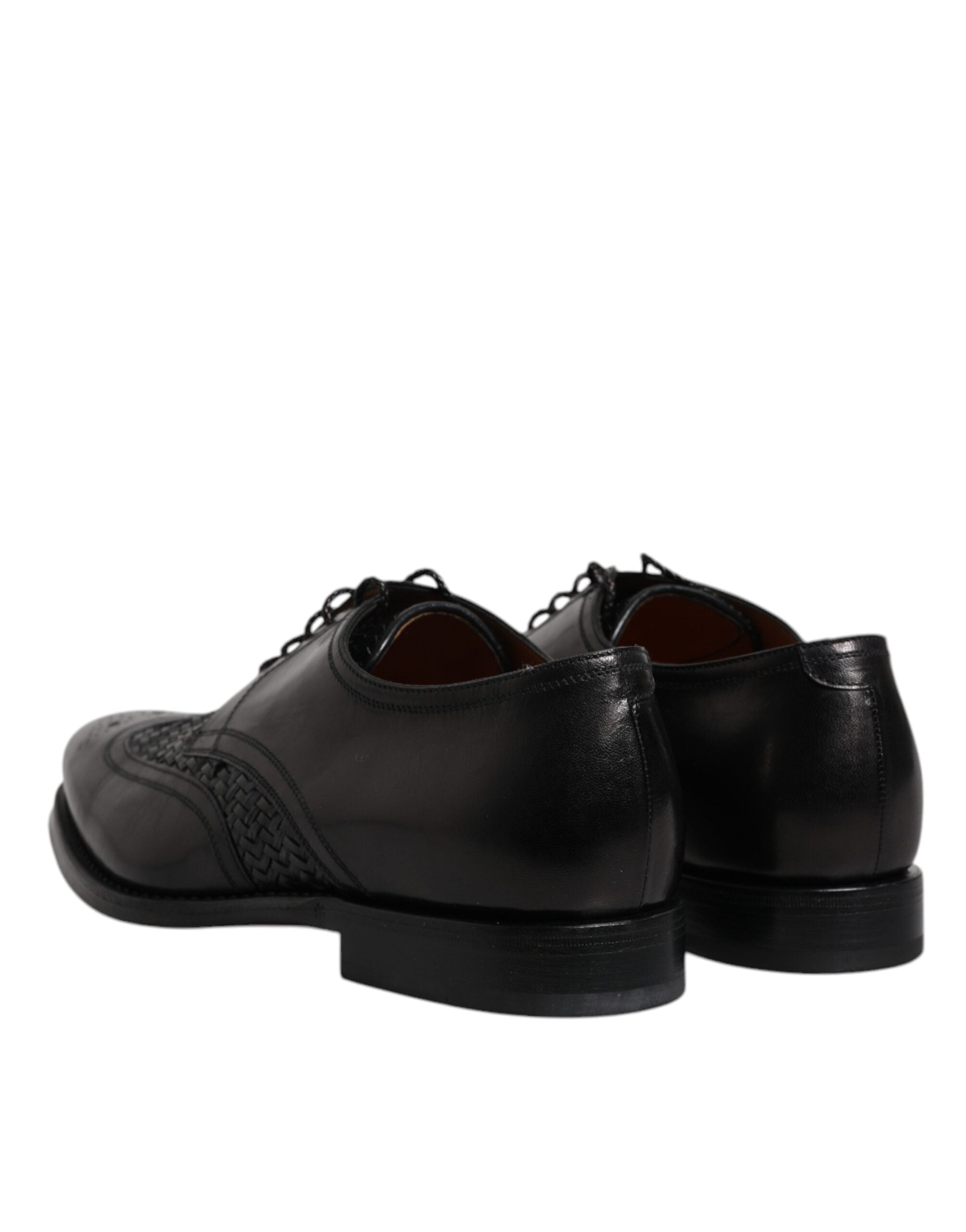 Dolce &amp; Gabbana – Derby-Schuhe aus schwarzem Leder mit Flügelkappe und Schnürung für formelle Anlässe