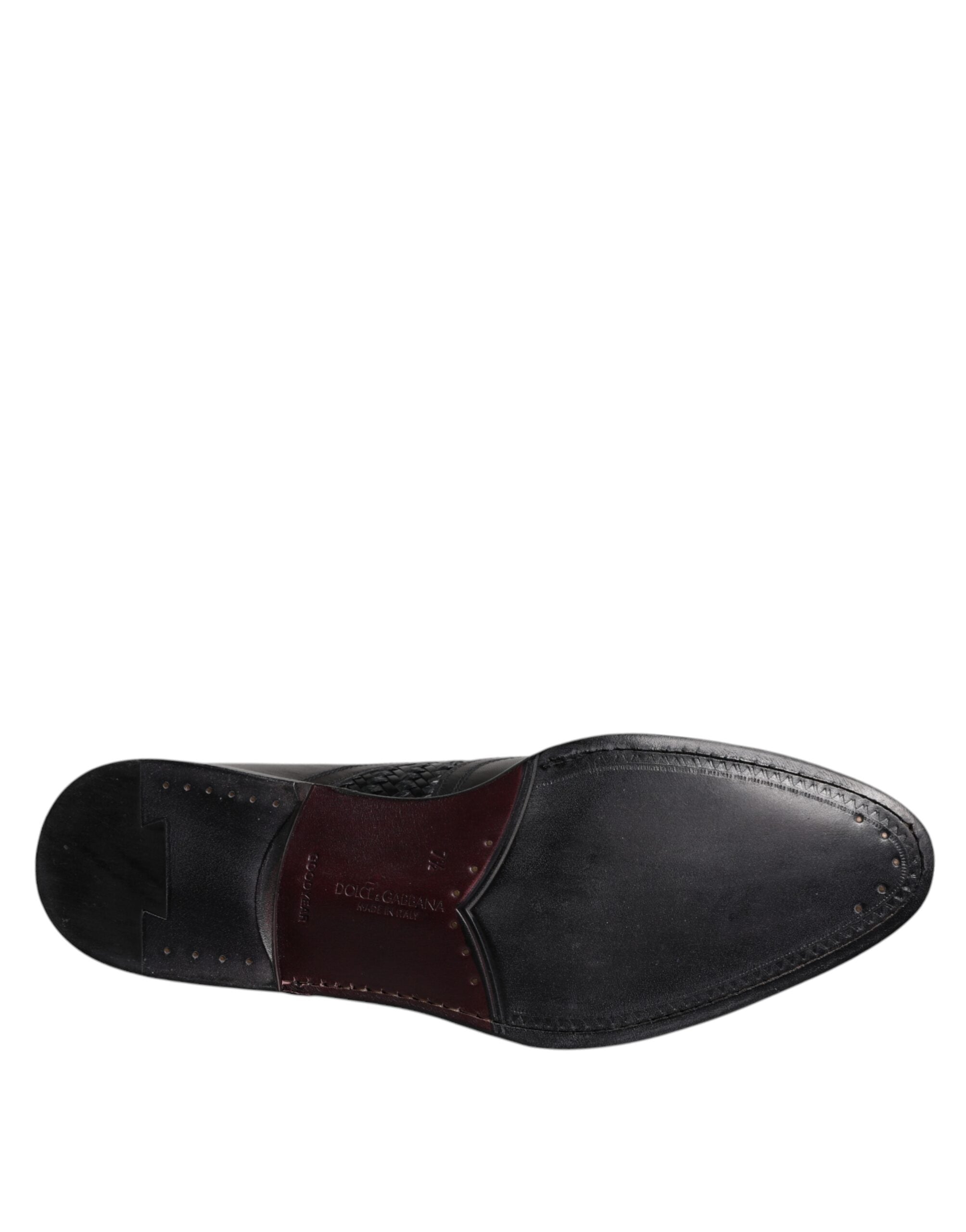 Dolce &amp; Gabbana – Derby-Schuhe aus schwarzem Leder mit Flügelkappe und Schnürung für formelle Anlässe