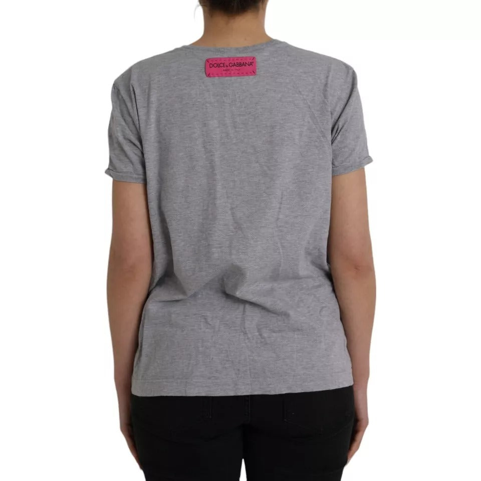 Dolce & Gabbana Grau Baumwolle L'Amore E'Bellezza Top T-Shirt