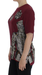 Dolce & Gabbana Seidenbluse T-Shirt mit rotem Ritter-Print