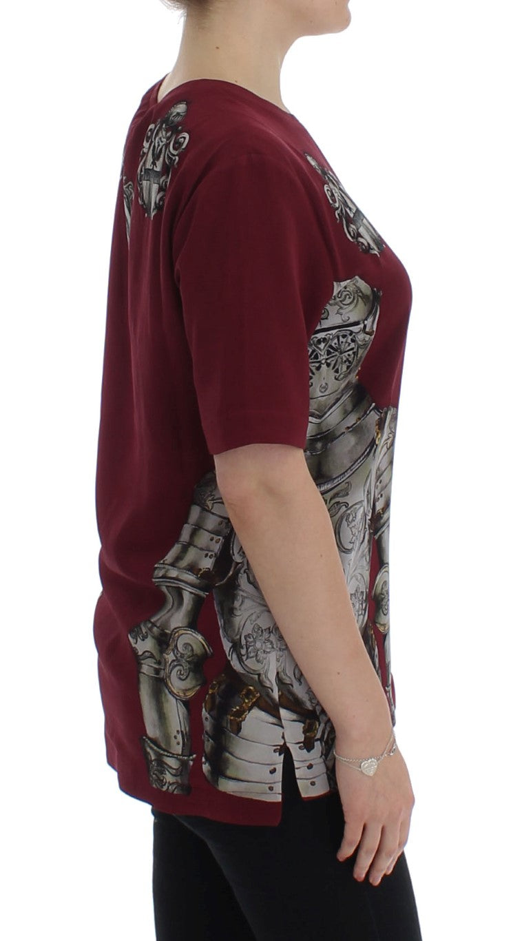 Dolce & Gabbana Seidenbluse T-Shirt mit rotem Ritter-Print