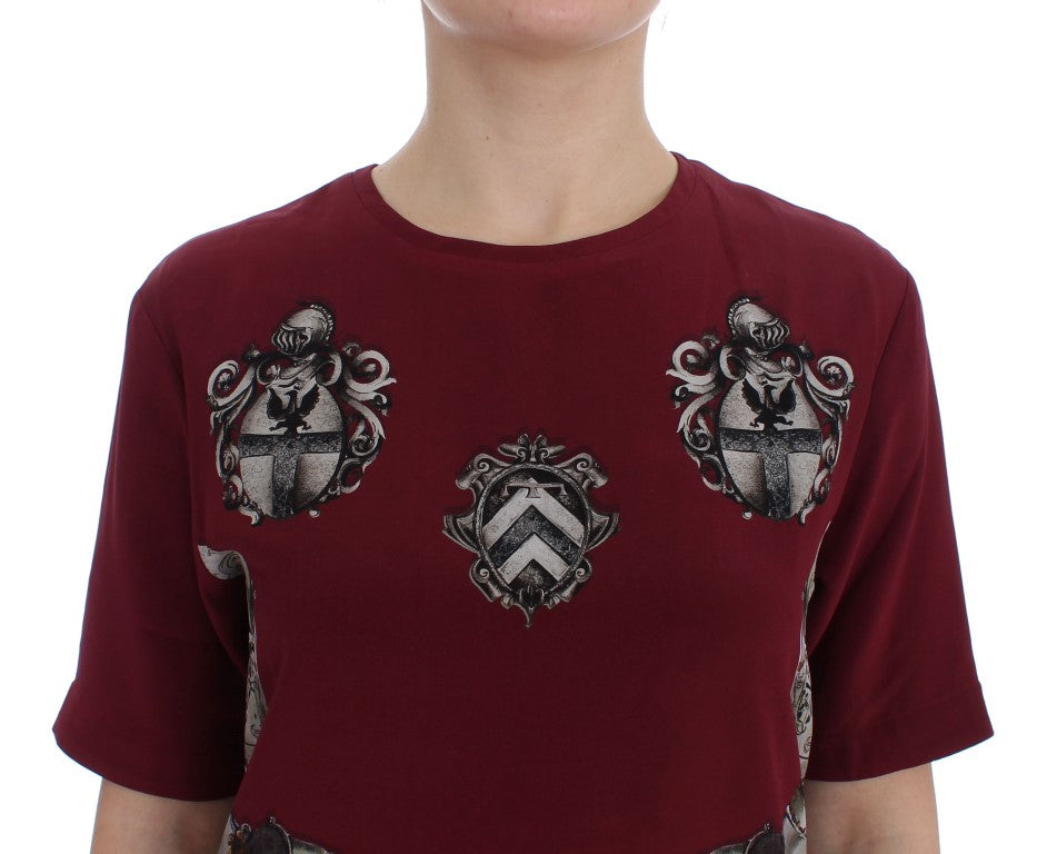 Dolce & Gabbana Seidenbluse T-Shirt mit rotem Ritter-Print