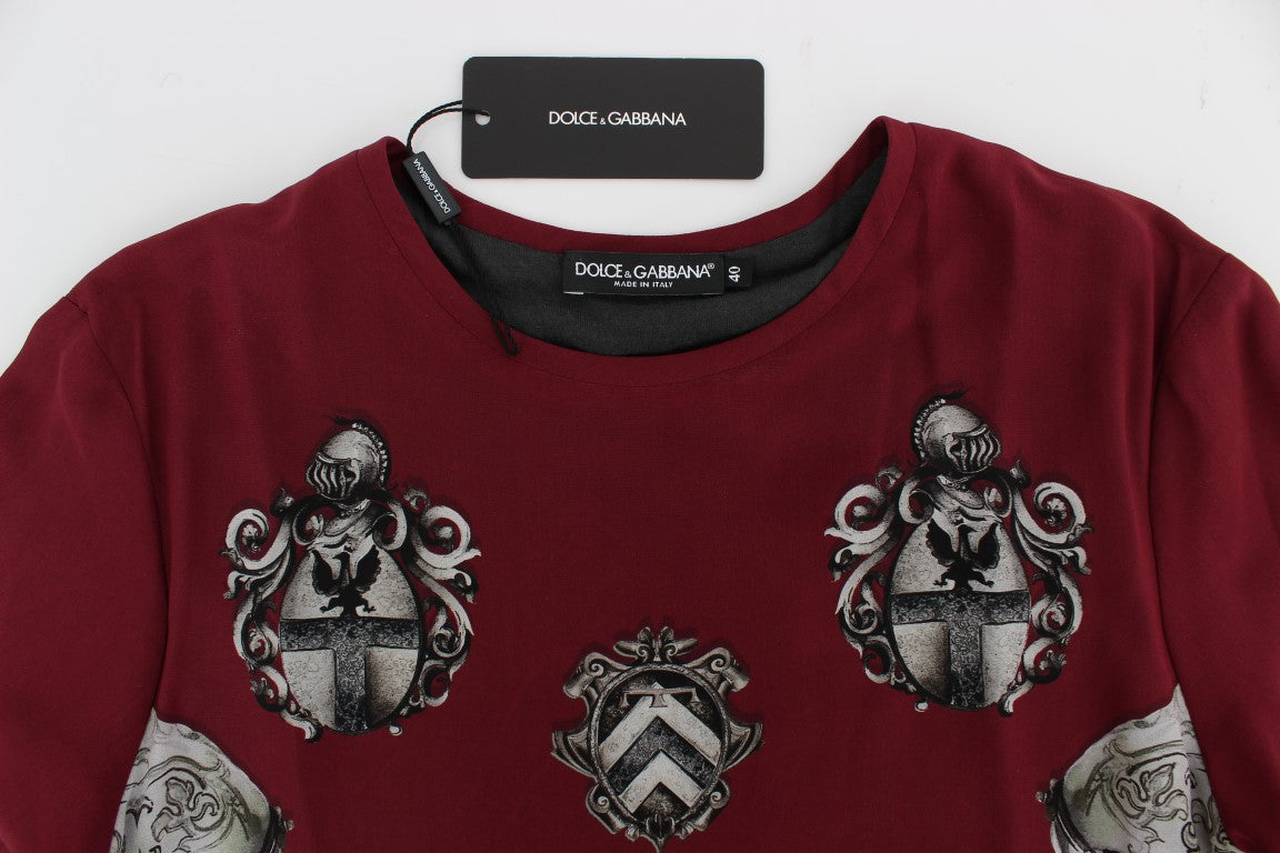 Dolce & Gabbana Seidenbluse T-Shirt mit rotem Ritter-Print