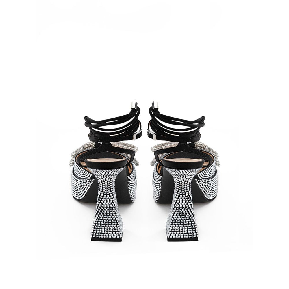 MACH & MACH Sandaletten aus schwarzem Leder mit Stilettoabsatz