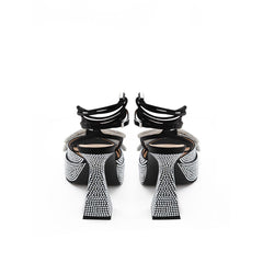MACH & MACH Sandaletten aus schwarzem Leder mit Stilettoabsatz
