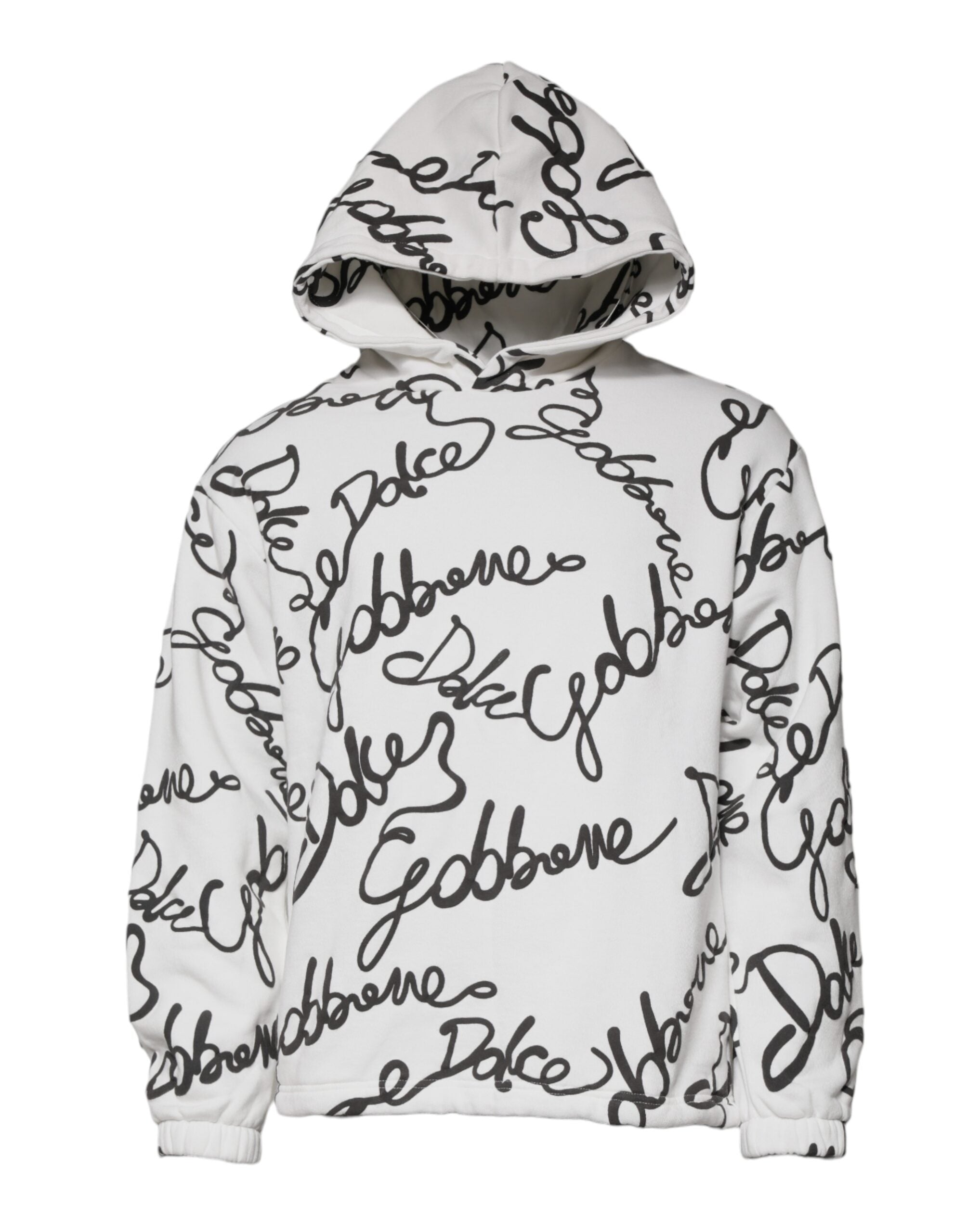 Dolce & Gabbana Weißes Logo Baumwoll-Kapuzenpullover
