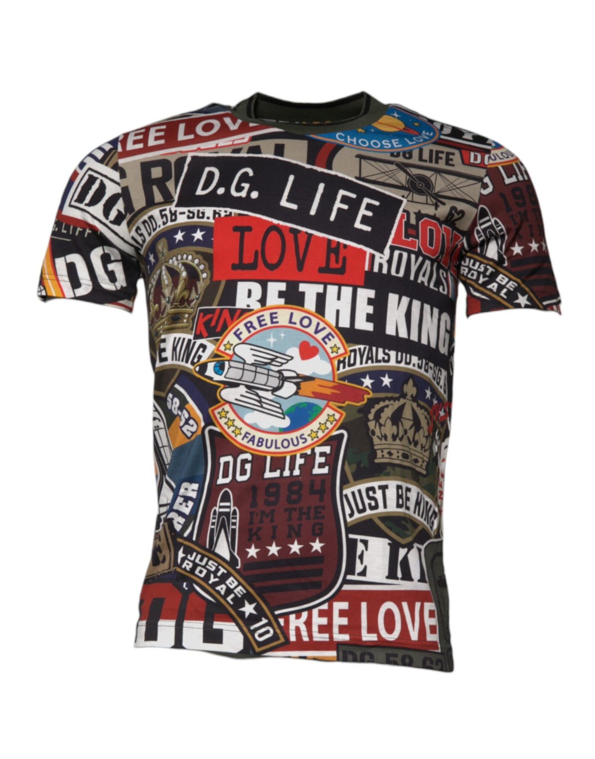 Dolce & Gabbana Baumwoll-T-Shirt mit mehrfarbigem Grafikprint und Rundhalsausschnitt