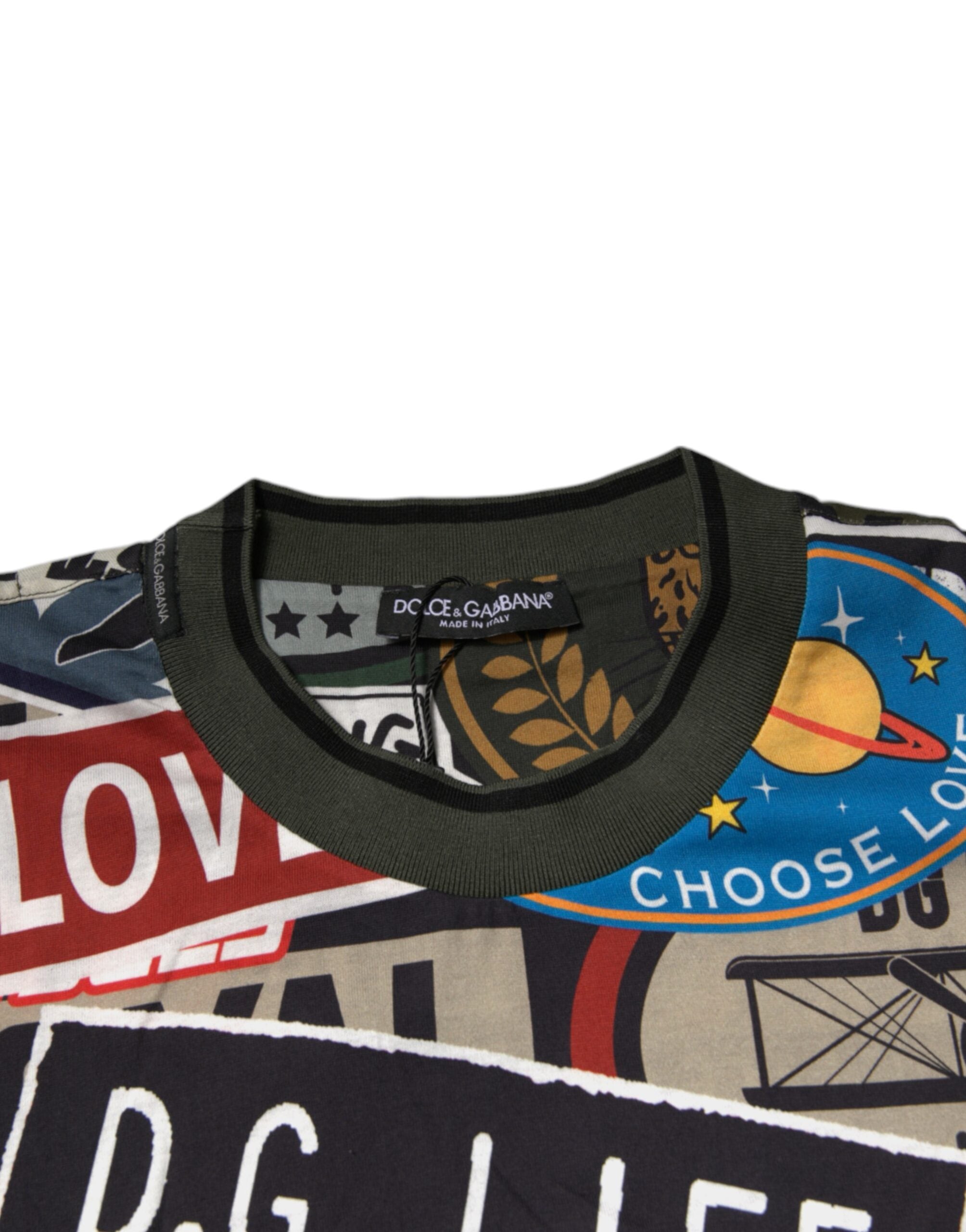 Dolce & Gabbana Baumwoll-T-Shirt mit mehrfarbigem Grafikprint und Rundhalsausschnitt