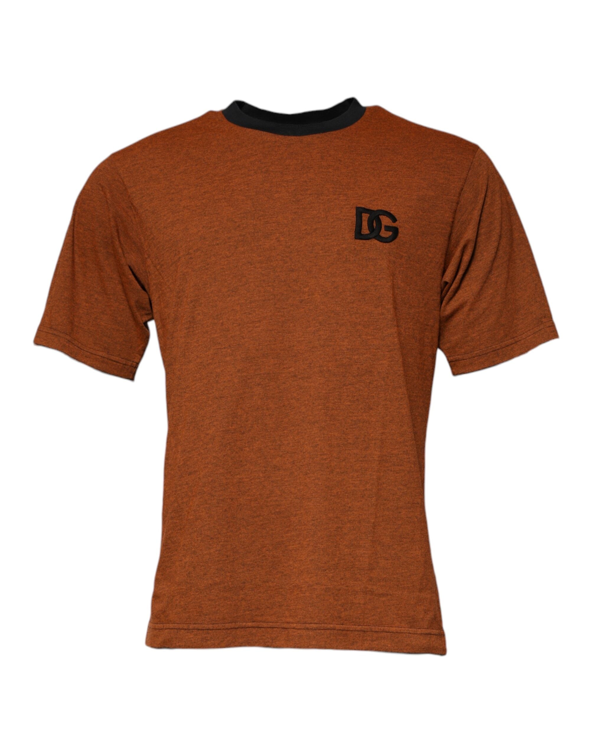 Dolce & Gabbana Braunes DG Logo Rundhals-T-Shirt aus Polyester